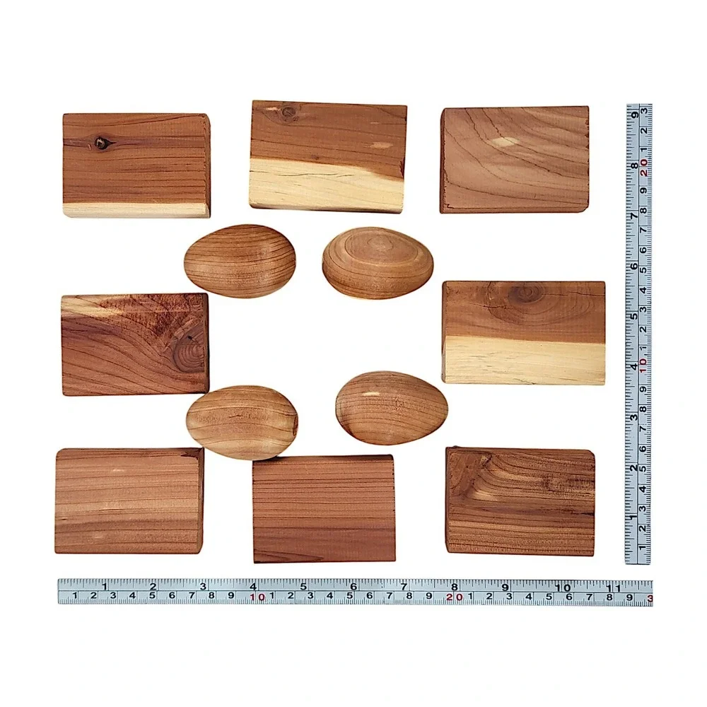Cedar Vermillion Aromatic Cedar Blocks and Eggs, for Clothes Storage & Crafting